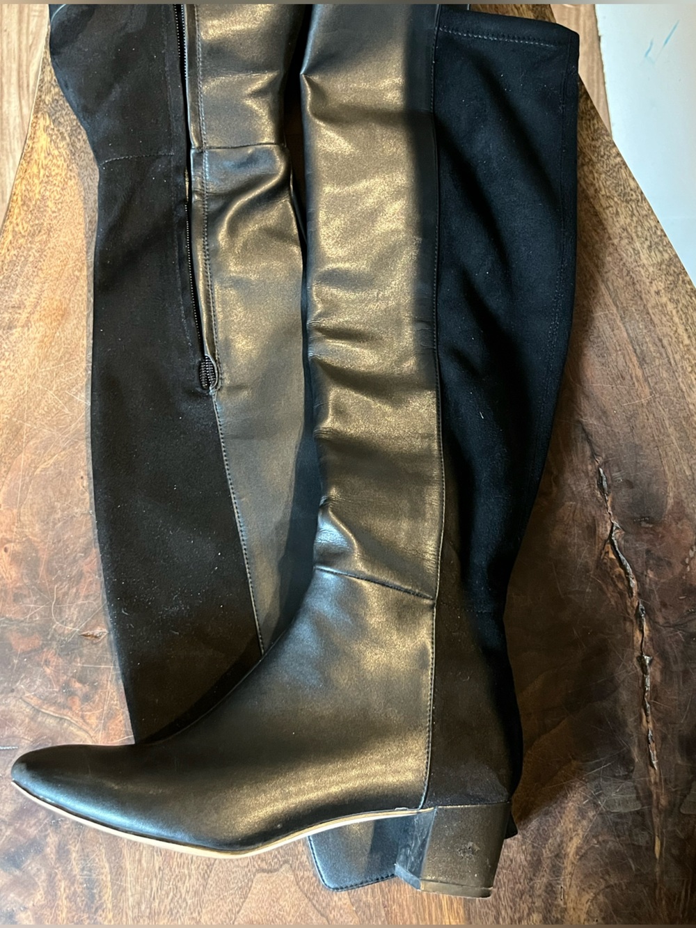 Nine West Black Over-the-Knee Mixed-Material Boots